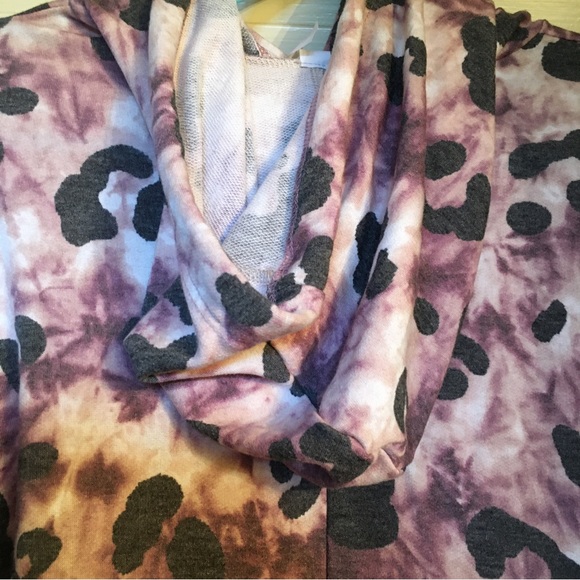 Honeyme Pullover Hoodie Sweater | Purple Tie-Dye Animal Print Detail | NWT! - Picture 2 of 7